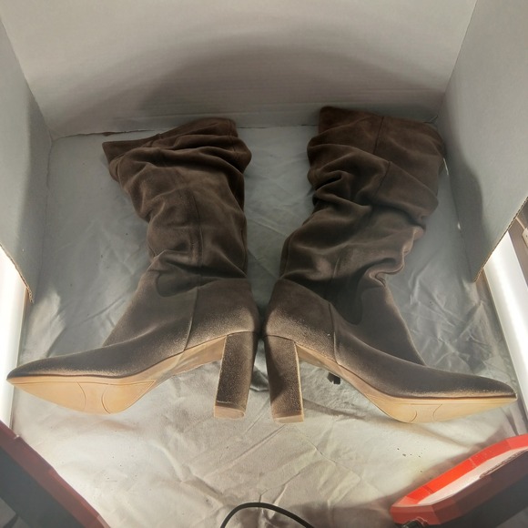 Franco Sarto Artesia Brown Suede Slouchy Knee High Block Heel Boots Womens 8M - Picture 2 of 10